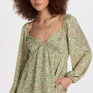 Lost + Wander green floral dress